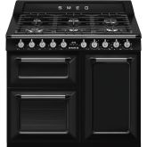 Smeg TR103BL 100cm Victoria Dual Fuel Range Cooker, Black