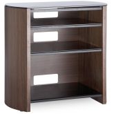 Alphason FW750/4-W/B Finewoods, 4 Black Glass Shelves, Wood Veneer Sides Walnut