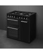 Smeg CX93GMBL 90cm Concert Dual Fuel Range Cooker, Black