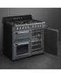 Smeg TR103GR 100cm Victoria Dual Fuel Range Cooker, Slate Grey