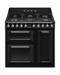 Smeg TR93BL 90cm Victoria Dual Fuel Range Cooker, Black