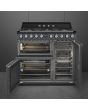 Smeg TR93GR 90cm Victoria Dual Fuel Range Cooker, Slate Grey