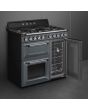 Smeg TR93GR 90cm Victoria Dual Fuel Range Cooker, Slate Grey