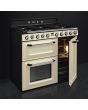 Smeg TR93P 90cm Victoria Dual Fuel Range Cooker, Cream
