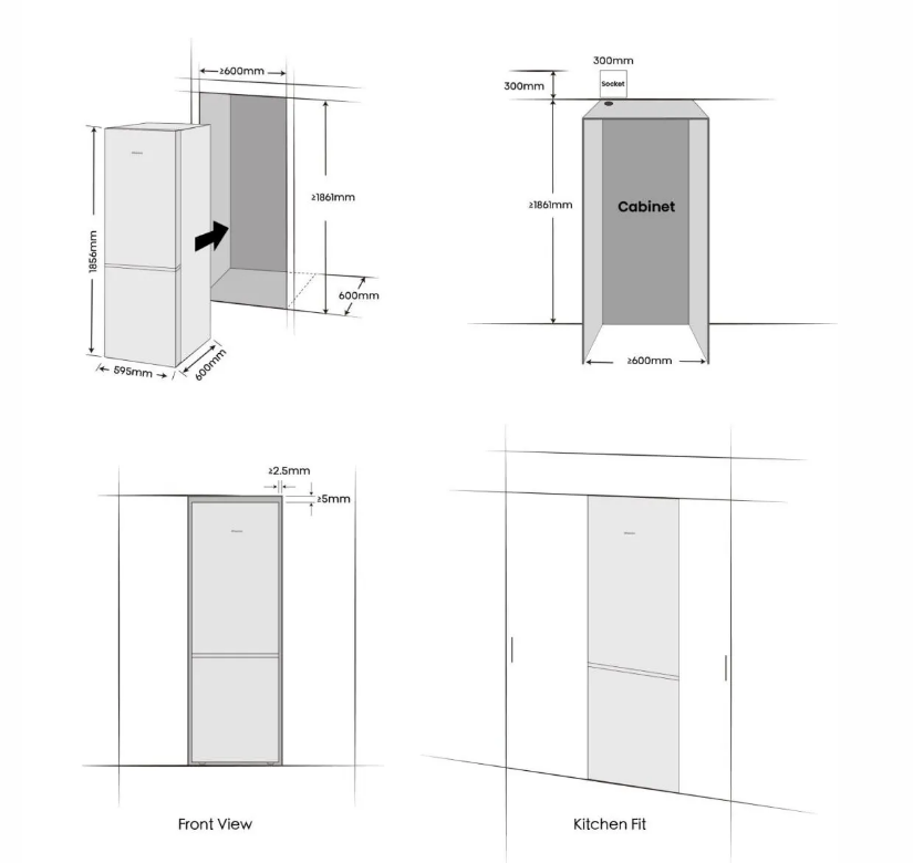 Smiths TV | Hisense RB5K330GSFC KitchenFit Eclipse Fridge Freezer Black ...