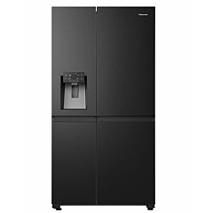 Hisense RS818N4IFE American Fridge Freezer, Plumbed, Black, E Rated 