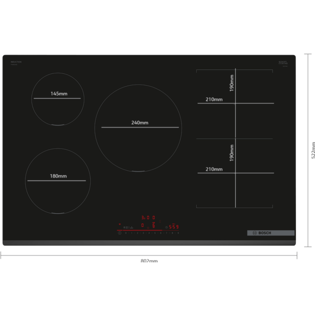 Bosch PVW831HB1E, Induction hob