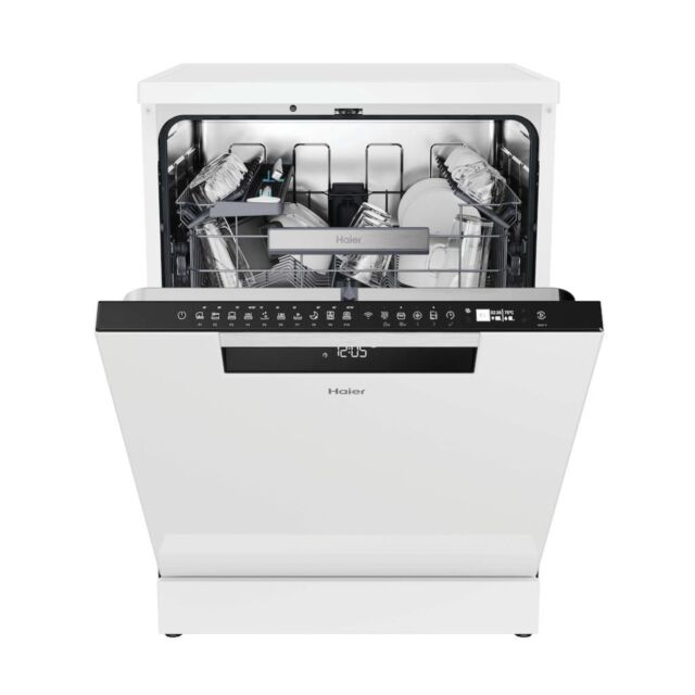 Haier XF 5C7M0W-80 Freestanding 60cm 15 Place Dishwasher with C Energy Rating - White