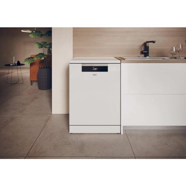 Haier XF 5C7M0W-80 Freestanding 60cm 15 Place Dishwasher with C Energy Rating - White