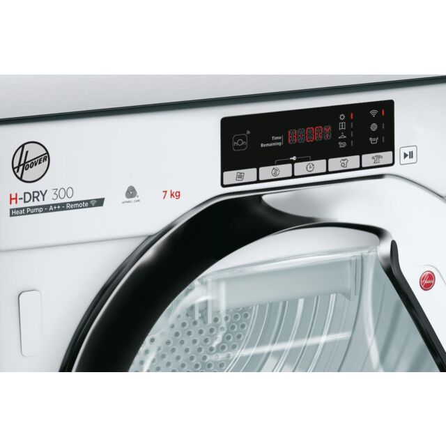 Hoover BATD H7A2TCE-80 H-DRY 300 PRO Integrated 7kg Heat Pump Tumble Dryer - A++ Energy Rated - White & Chrome