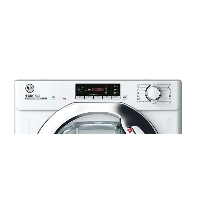 Hoover BATD H7A2TCE-80 H-DRY 300 PRO Integrated 7kg Heat Pump Tumble Dryer - A++ Energy Rated - White & Chrome