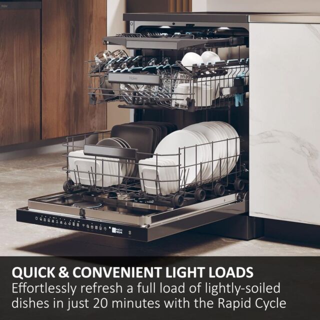 Haier XF 5C7M0W-80 Freestanding 60cm 15 Place Dishwasher with C Energy Rating - White