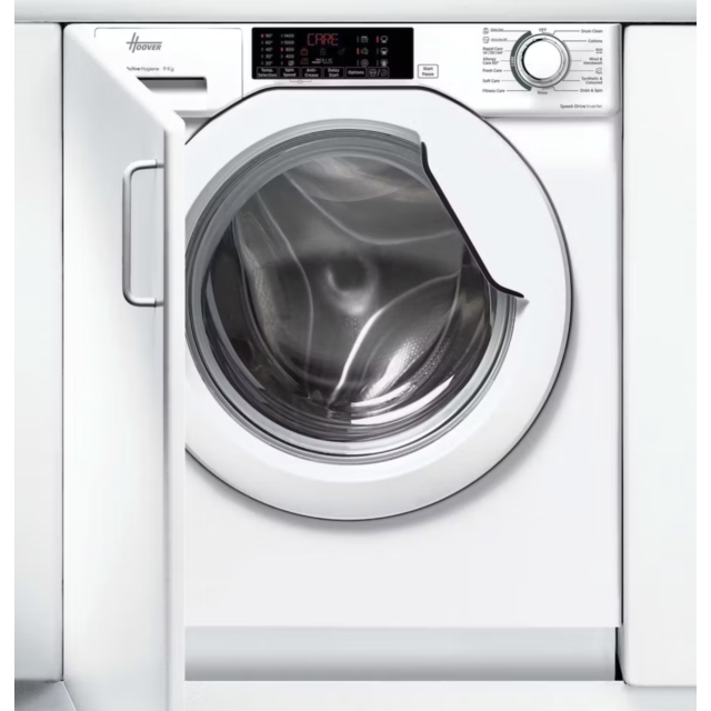 Hoover HBWS 494DMSW5-80 Integrated 9kg Washing Machine - 1400 rpm - A Energy Rating - White with Silver Door