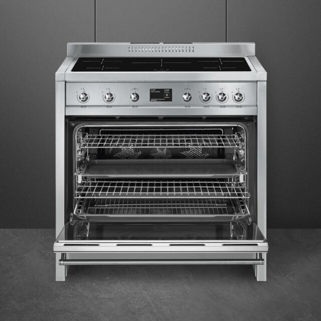 Smeg A1PYID-9 90cm Opera Electric Range Cooker, Stainless Steel