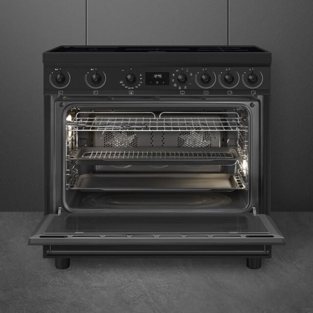 Smeg C9IMN2 90cm Single Cavity Range Cooker with Induction Hob, Black
