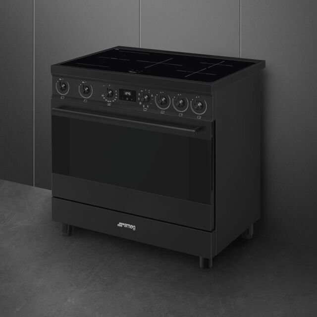 Smeg C9IMN2 90cm Single Cavity Range Cooker with Induction Hob, Black