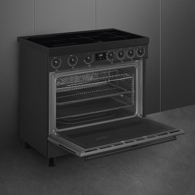 Smeg C9IMN2 90cm Single Cavity Range Cooker with Induction Hob, Black