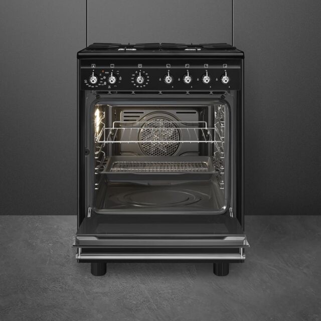 Smeg CX61GMBL Concert Dual Fuel Cooker with Single Oven - Black