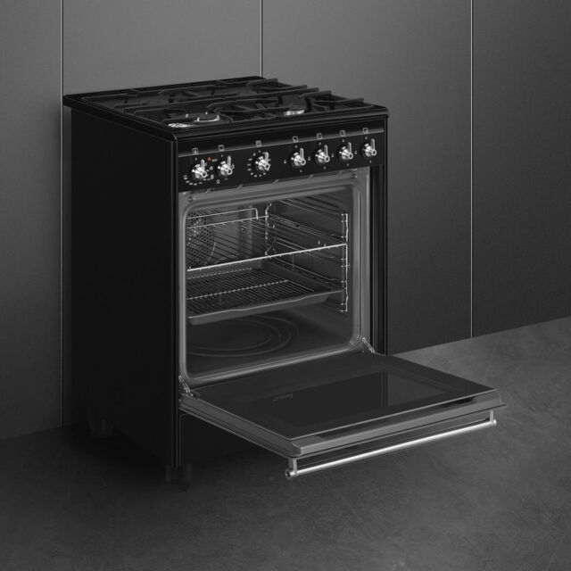 Smeg CX61GMBL Concert Dual Fuel Cooker with Single Oven - Black
