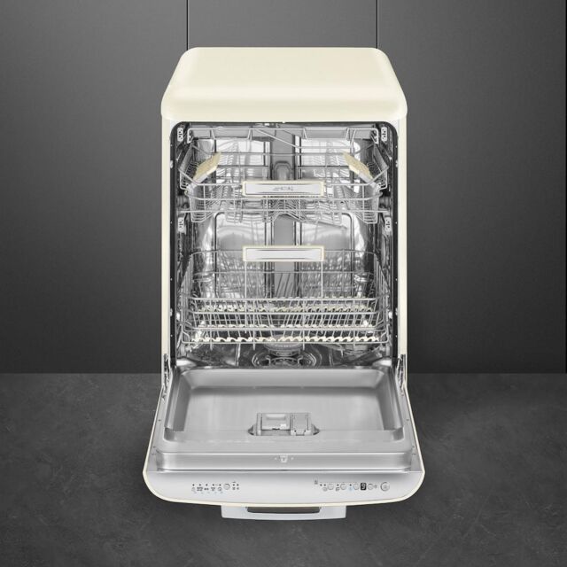 Smeg DFFABCR 60cm 50s Style Freestanding Dishwasher, Cream