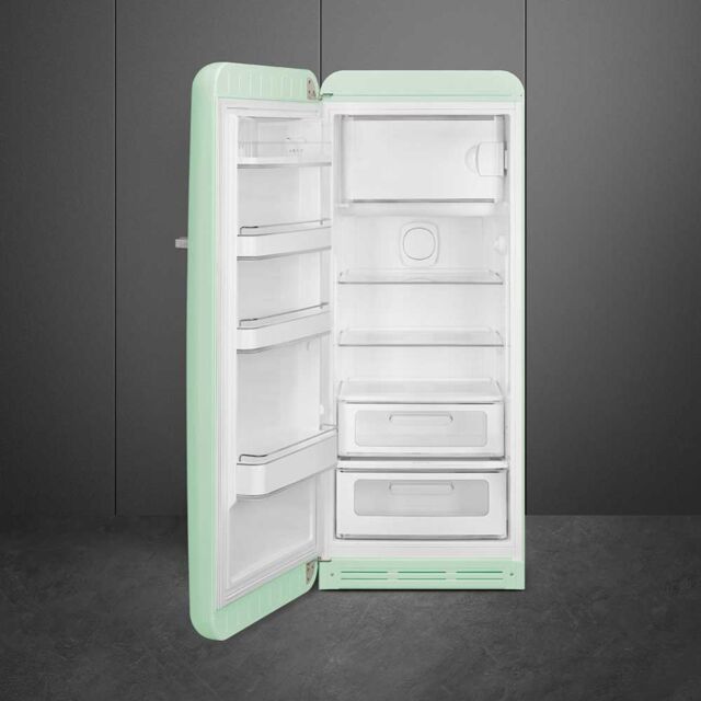 Smeg FAB28LPG5 60cm 50s Style Left Hand Hinge Fridge with Icebox, Pastel Green