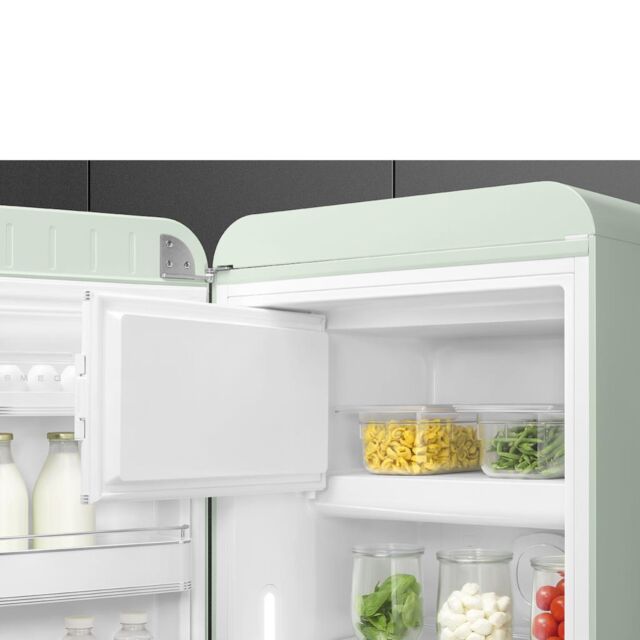 Smeg FAB28LPG5 60cm 50s Style Left Hand Hinge Fridge with Icebox, Pastel Green