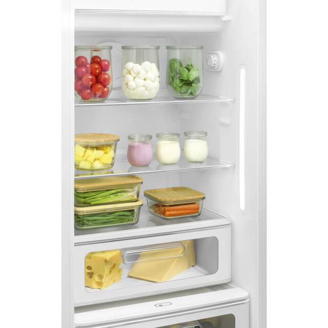 Smeg FAB28LPG5 60cm 50s Style Left Hand Hinge Fridge with Icebox, Pastel Green