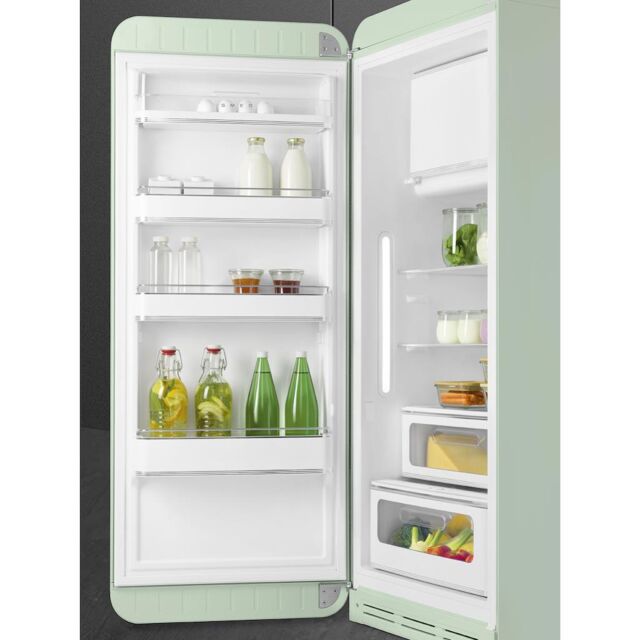Smeg FAB28LPG5 60cm 50s Style Left Hand Hinge Fridge with Icebox, Pastel Green
