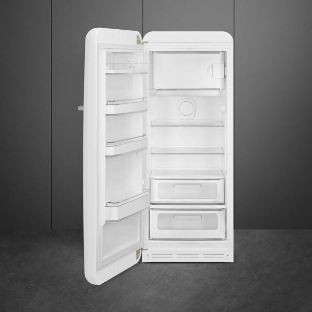 Smeg FAB28LWH6UK Retro Fridge with Icebox Left Hand Hinge - White