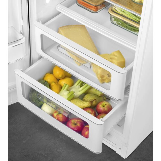 Smeg FAB28LWH6UK Retro Fridge with Icebox Left Hand Hinge - White