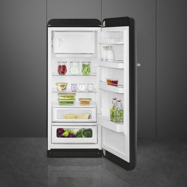 Smeg FAB28RDBB5 60cm 50s Style Right Hand Hinge Fridge with Icebox, Black
