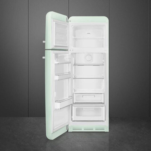 Smeg FAB30LPG5UK 60cm 50s Style Left Hand Hinge Freezer over Fridge, Pastel