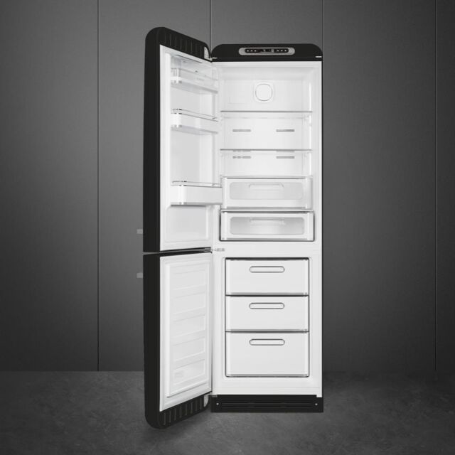 Smeg FAB32LBL6UK Retro Fridge Freezer Left Hand Hinge - Black