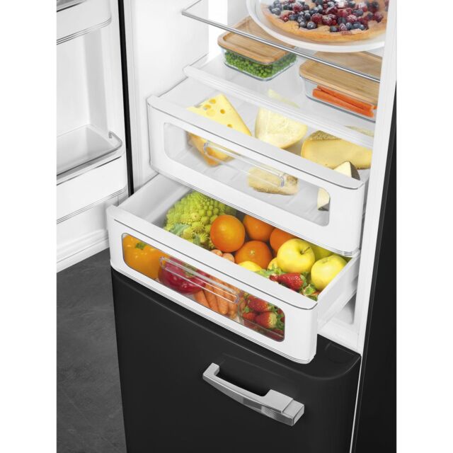 Smeg FAB32LBL6UK Retro Fridge Freezer Left Hand Hinge - Black