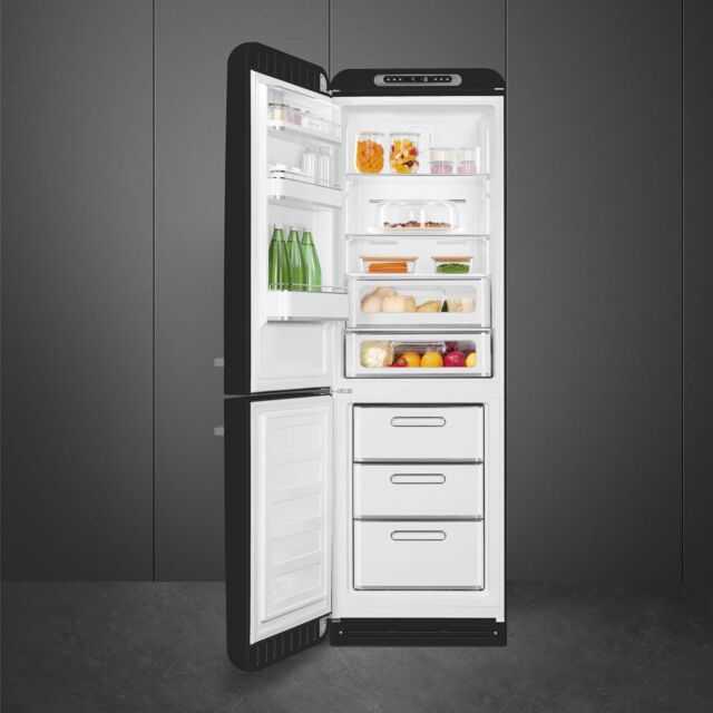 Smeg FAB32LBL6UK Retro Fridge Freezer Left Hand Hinge - Black