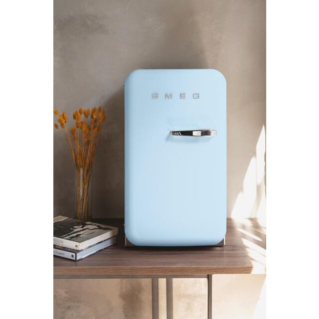 Smeg FAB5RPB5 40cm 50s Style Small Right Hand Hinge Minibar, Pastel Blue
