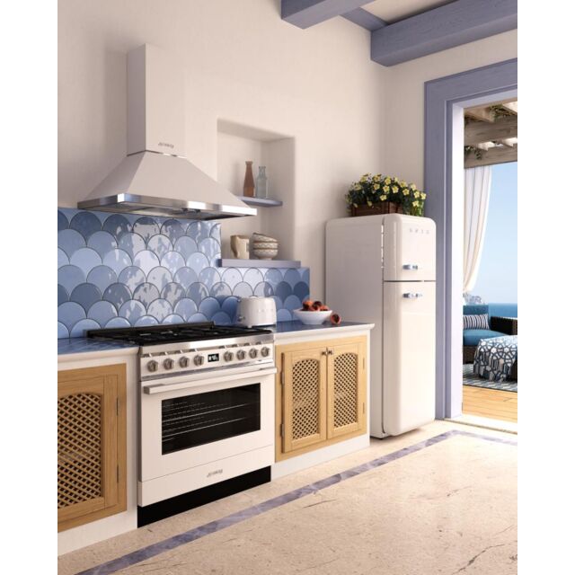Smeg KPF9WH 90cm Portofino Chimney Hood, White