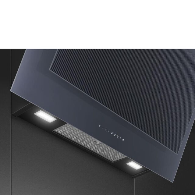 Smeg KV194G 90cm Linea Angled Chimney Auto Vent 2.0 Hood, Neptune Grey
