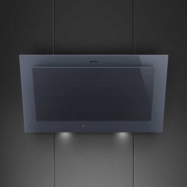 Smeg KV194G 90cm Linea Angled Chimney Auto Vent 2.0 Hood, Neptune Grey
