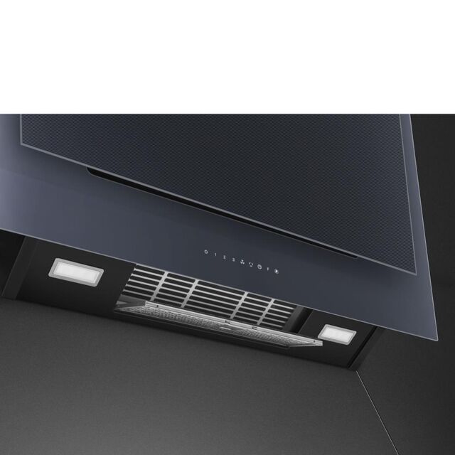 Smeg KV194G 90cm Linea Angled Chimney Auto Vent 2.0 Hood, Neptune Grey