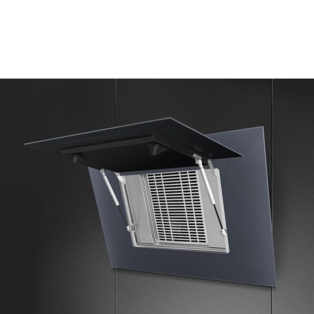 Smeg KV194G 90cm Linea Angled Chimney Auto Vent 2.0 Hood, Neptune Grey
