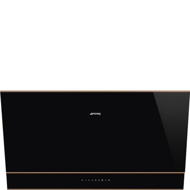 Smeg KV694R 90cm Dolce Stil Novo Angled Chimney Hood with Copper Trim Auto