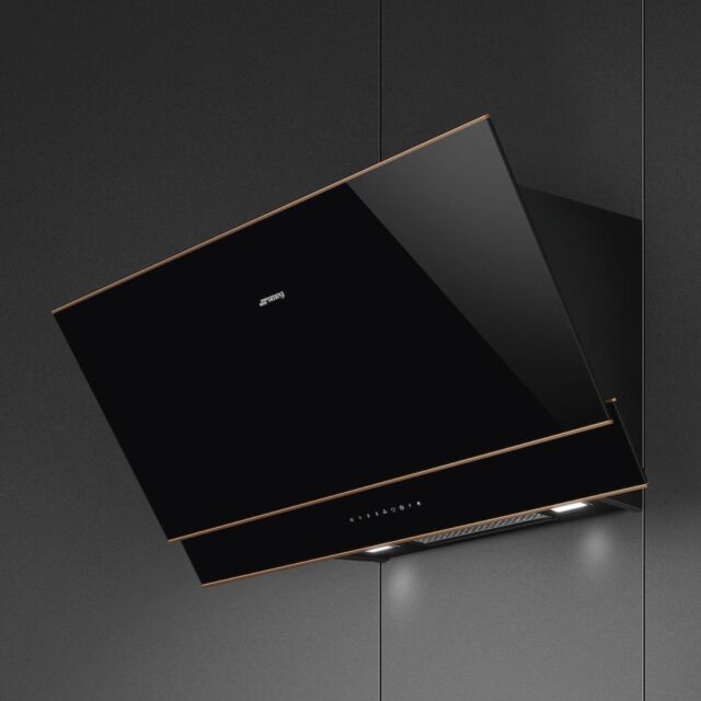 Smeg KV694R 90cm Dolce Stil Novo Angled Chimney Hood with Copper Trim Auto
