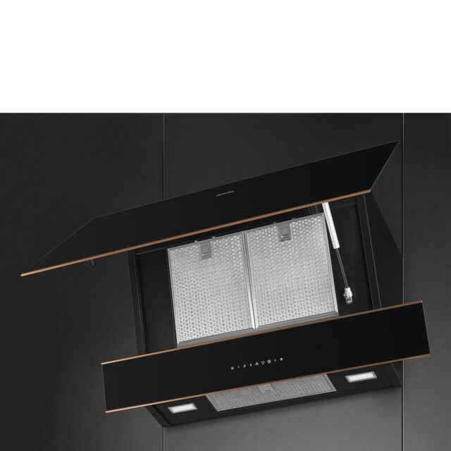 Smeg KV694R 90cm Dolce Stil Novo Angled Chimney Hood with Copper Trim Auto