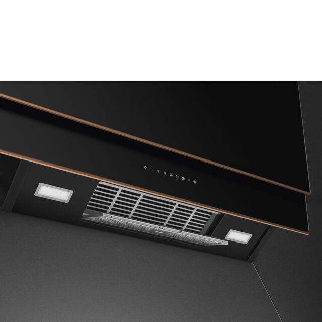 Smeg KV694R 90cm Dolce Stil Novo Angled Chimney Hood with Copper Trim Auto