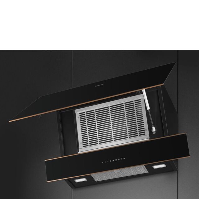 Smeg KV694R 90cm Dolce Stil Novo Angled Chimney Hood with Copper Trim Auto
