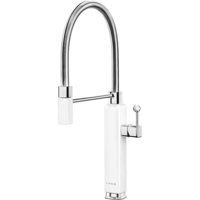 Smeg MDF50WH 50's Style Single Lever Mixer Tap - Chrome and White