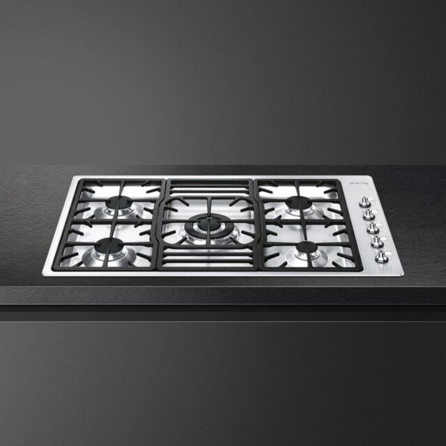 Smeg PGF95-4 87cm Classic Gas Hob, Stainless Steel