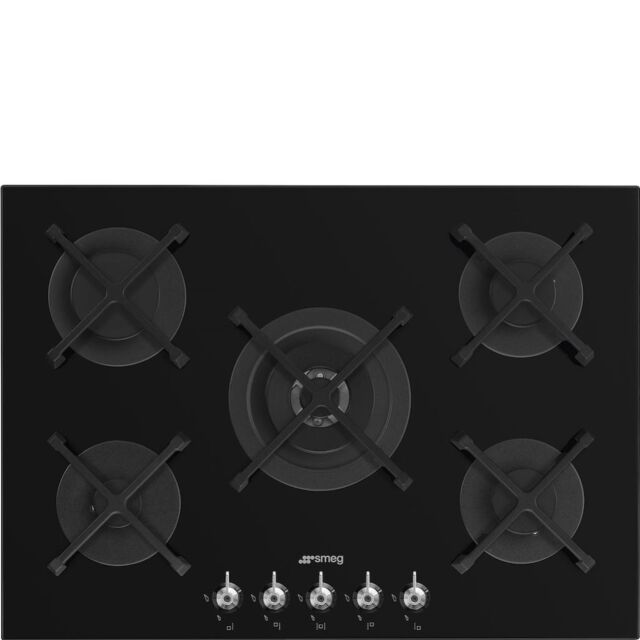 Smeg PV375N 75cm Classic Gas Hob in Black Gas on Glass on Steel