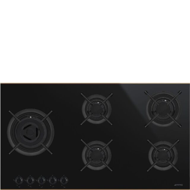 Smeg PV695LCNR 90cm Dolce Stil Novo Gas Hob, Black with Copper Trim